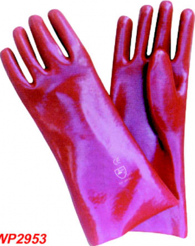 RED PVC PALM GAUNTLET GLOVES