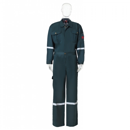 Dark green 100% cotton fire resistant overall